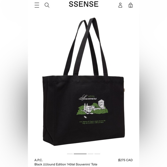 A.P.C. Black JJJJound Edition 'Hôtel Souvenirs' Tote Bag - Picture 4 of 7